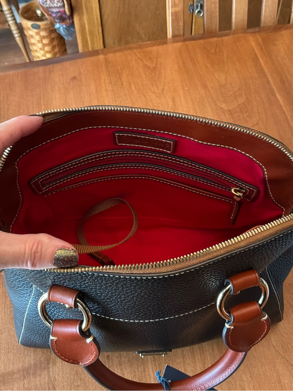 Dooney & Bourke Black and Brown Pebble Cameron Satchel - Picture 11 of 16